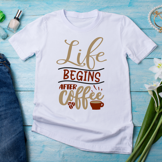 Life begins after coffee drinker t-shirt - Premium t-shirt from Lees Krazy Teez - Just $19.95! Shop now at Lees Krazy Teez