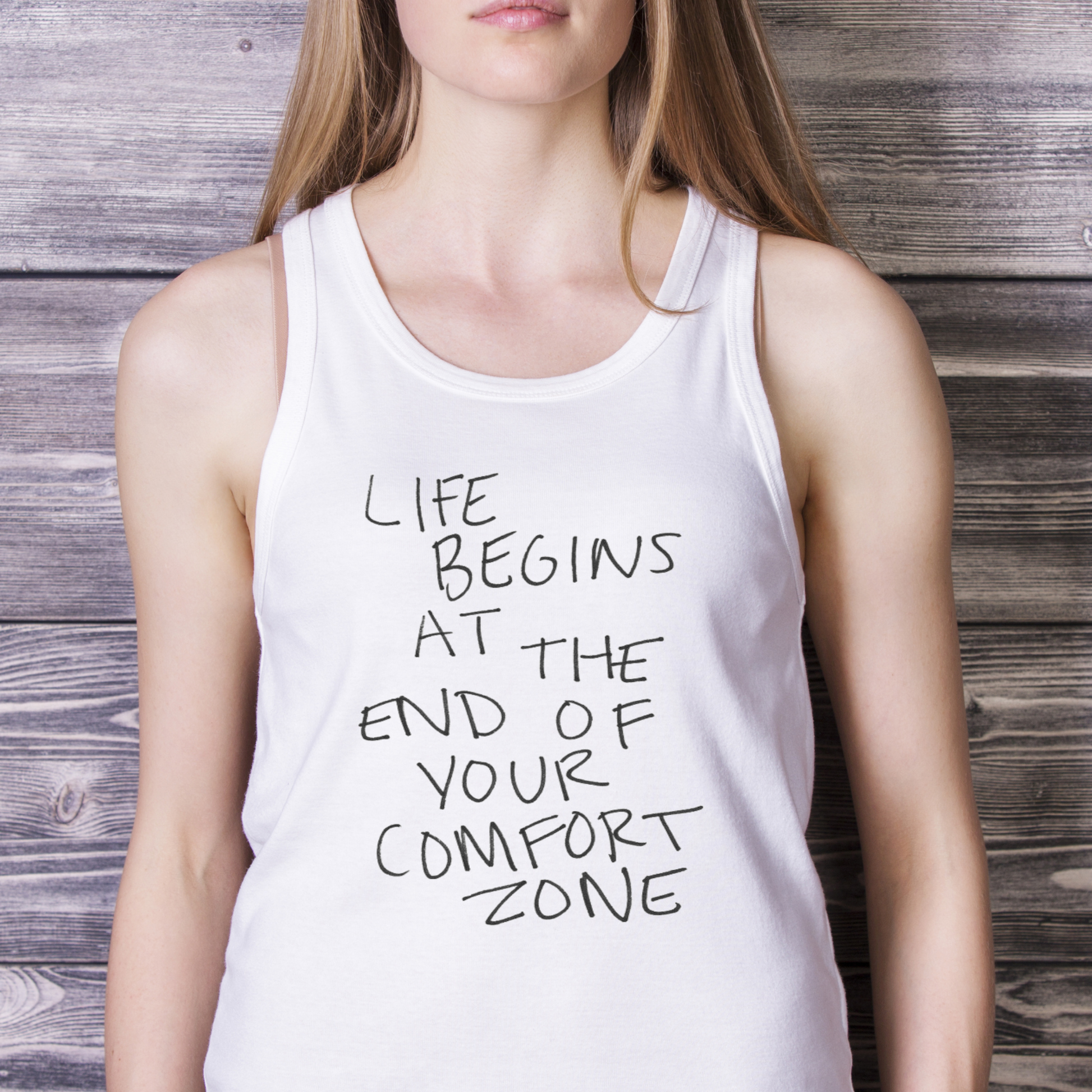 Life begins at the end of your comfort zone Women's tank top - Premium t-shirt from Lees Krazy Teez - Just $19.95! Shop now at Lees Krazy Teez
