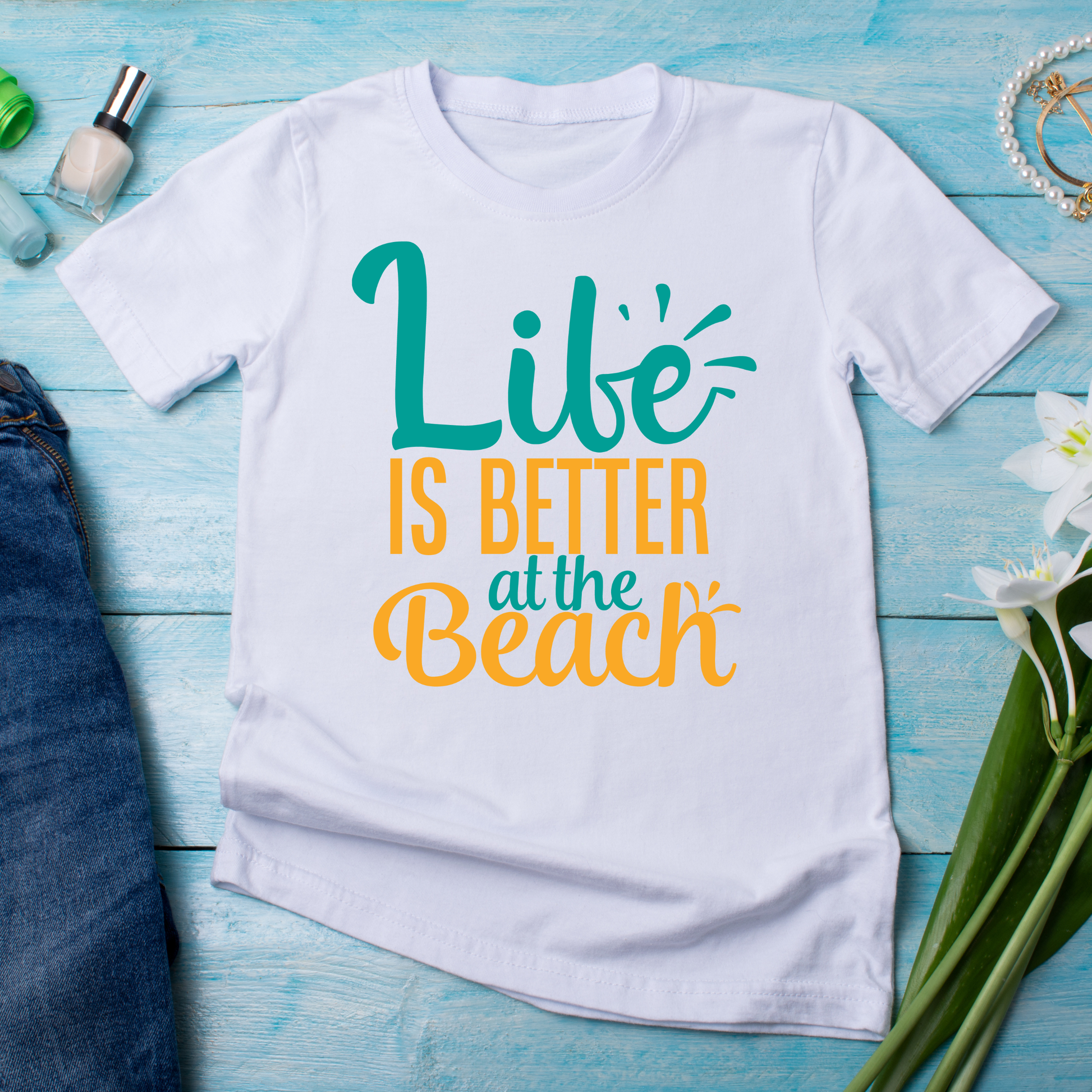 Life is better at the beach - funny vacation t shirts for ladies - Premium t-shirt from Lees Krazy Teez - Just $19.95! Shop now at Lees Krazy Teez