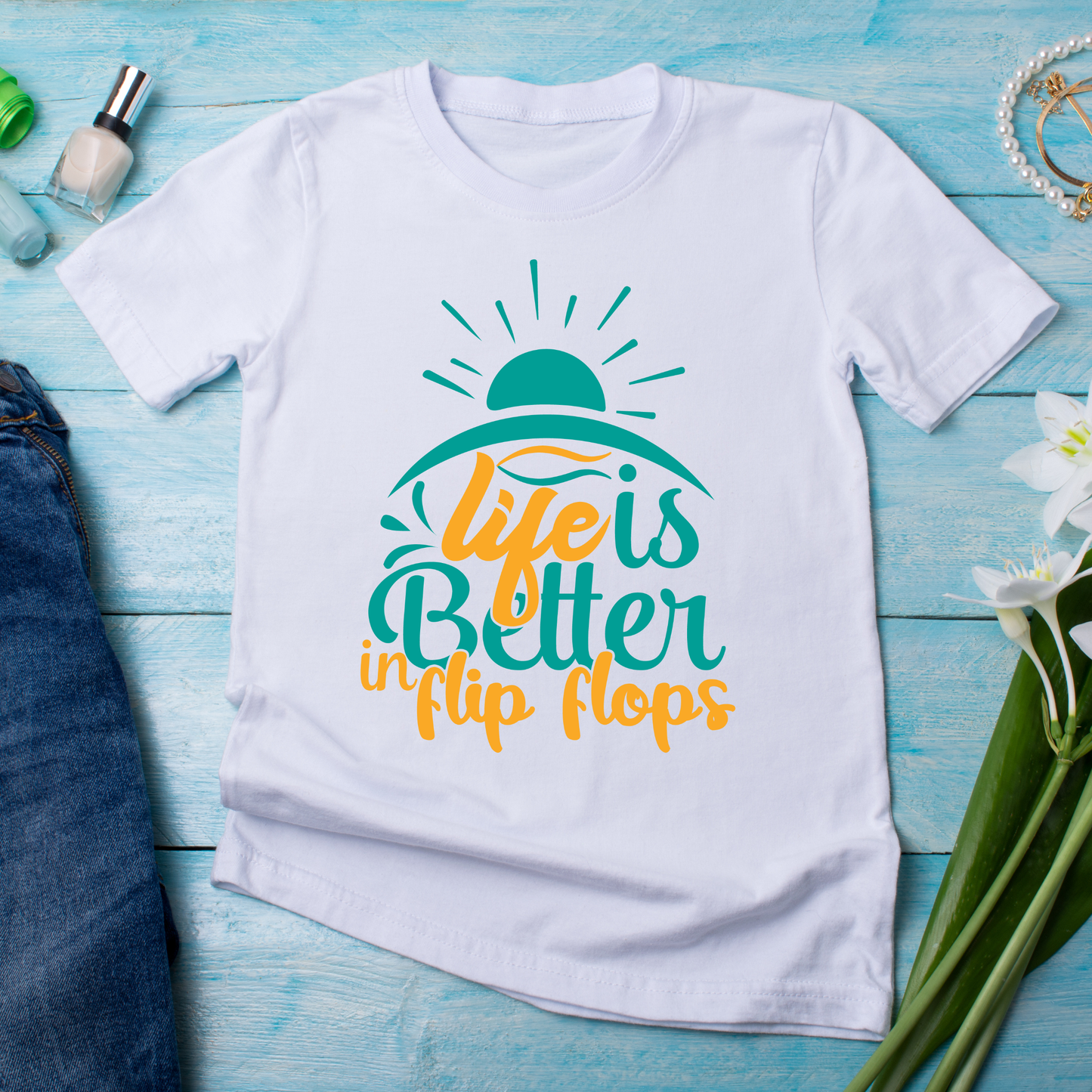 Life is better in flip flops beach vacation quote - Premium t-shirt from Lees Krazy Teez - Just $19.95! Shop now at Lees Krazy Teez
