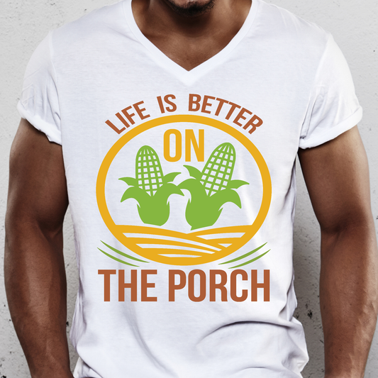 Life is better on the porch Men's farm t-shirt - Premium t-shirt from Lees Krazy Teez - Just $19.95! Shop now at Lees Krazy Teez