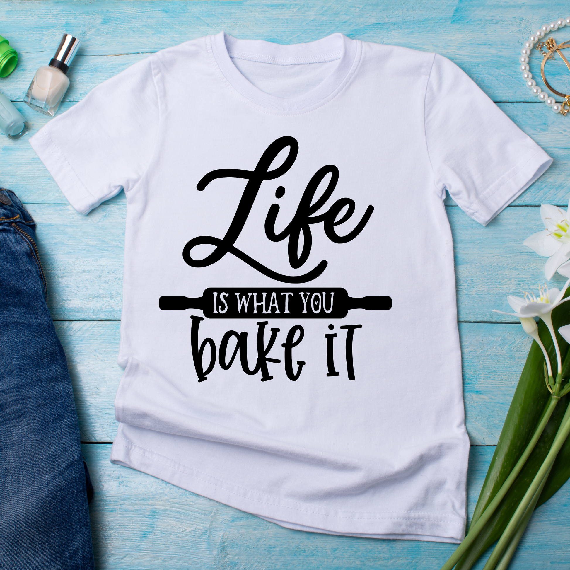 Life is what you bake it Women cooking life t-shirt - Premium t-shirt from Lees Krazy Teez - Just $20.95! Shop now at Lees Krazy Teez