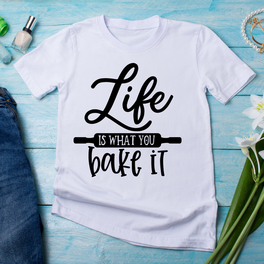 Life is what you bake it Women cooking life t-shirt - Premium t-shirt from Lees Krazy Teez - Just $20.95! Shop now at Lees Krazy Teez