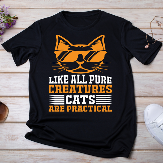 Like all pure creatures cats are practical ladies animal t-shirt - Premium t-shirt from Lees Krazy Teez - Just $19.95! Shop now at Lees Krazy Teez