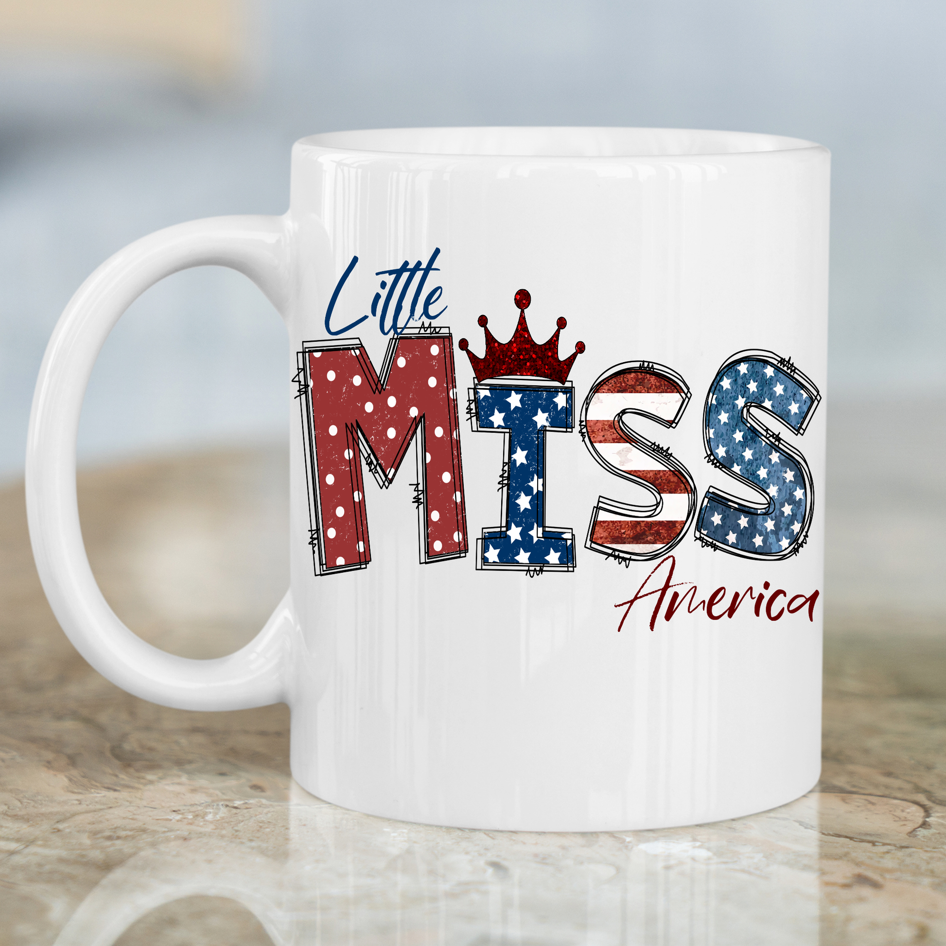 Little miss America U.S.A flag Fourth of July Mug - Premium mugs from Lees Krazy Teez - Just $24.95! Shop now at Lees Krazy Teez