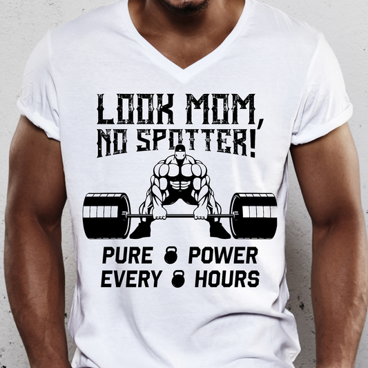 Look mom no spotter deadlifting powerlifting Men's t-shirt - Premium t-shirt from Lees Krazy Teez - Just $19.95! Shop now at Lees Krazy Teez