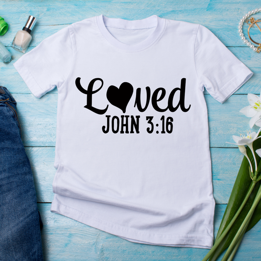 Loved john 316 Christian Jesus bible verse religious' Women's t-shirt - Premium t-shirt from Lees Krazy Teez - Just $19.95! Shop now at Lees Krazy Teez