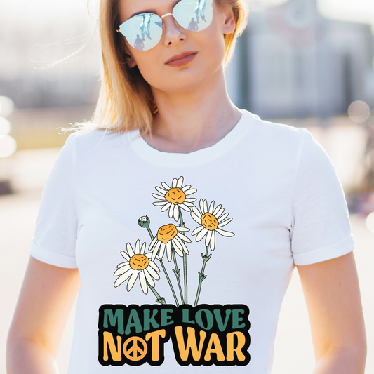Make love not war flowers t-shirt - Premium t-shirt from Lees Krazy Teez - Just $21.95! Shop now at Lees Krazy Teez