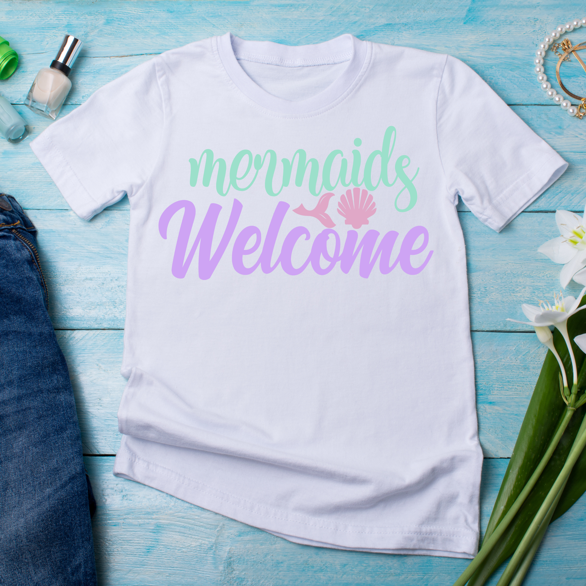 Mermaids welcome women's unique tee - Premium t-shirt from Lees Krazy Teez - Just $21.95! Shop now at Lees Krazy Teez