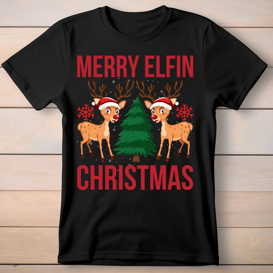 Merry elfin Christmas funny reindeer t-shirt - Premium t-shirt from Lees Krazy Teez - Just $19.95! Shop now at Lees Krazy Teez