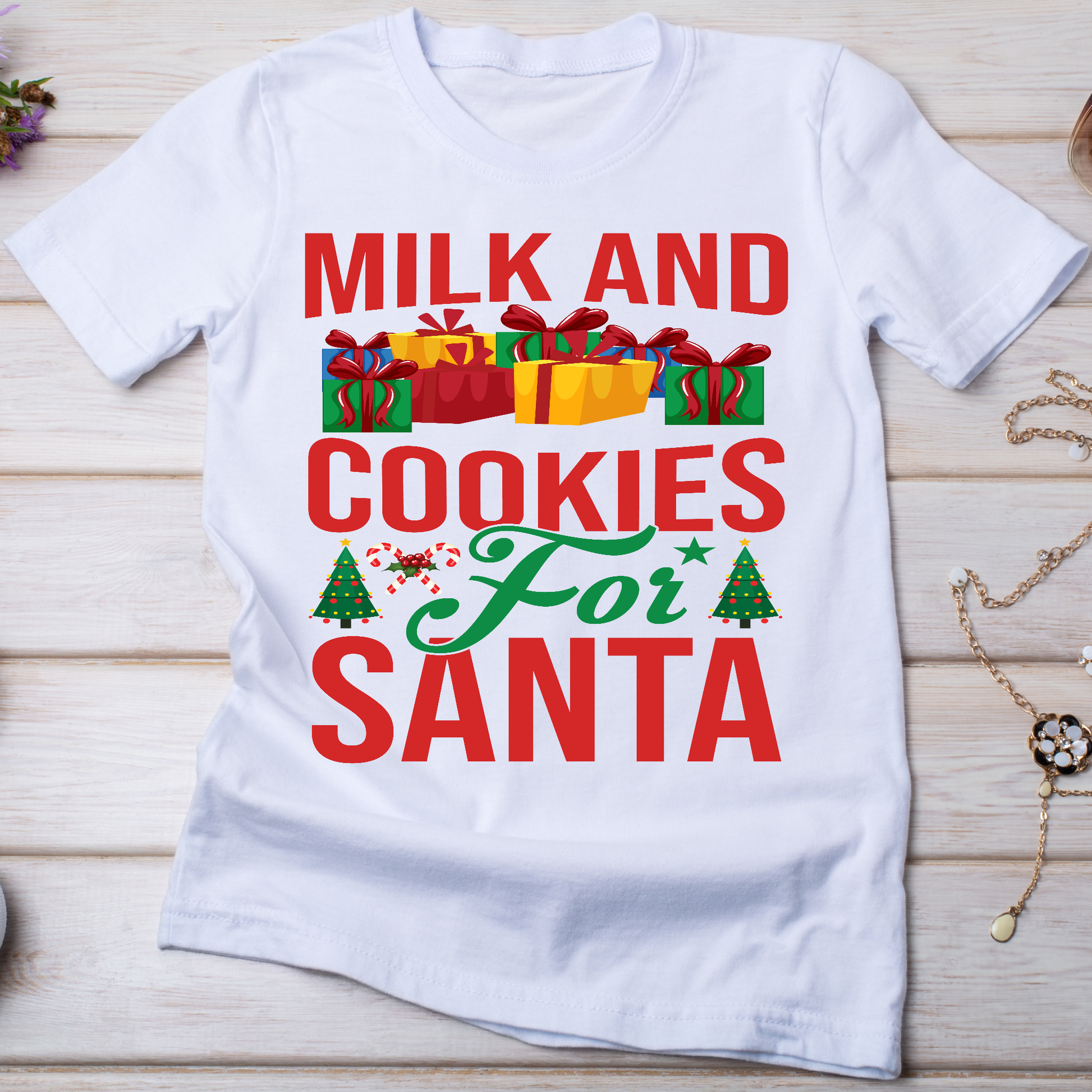 Milk and cookies for Santa Christmas Women's t-shirt - Premium t-shirt from Lees Krazy Teez - Just $19.95! Shop now at Lees Krazy Teez