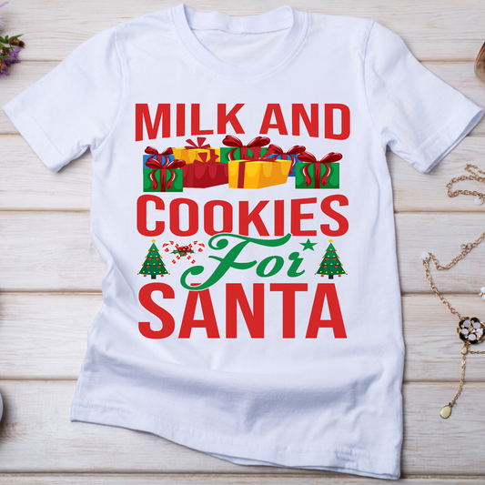 Milk and cookies for Santa Christmas Women's t-shirt - Premium t-shirt from Lees Krazy Teez - Just $19.95! Shop now at Lees Krazy Teez