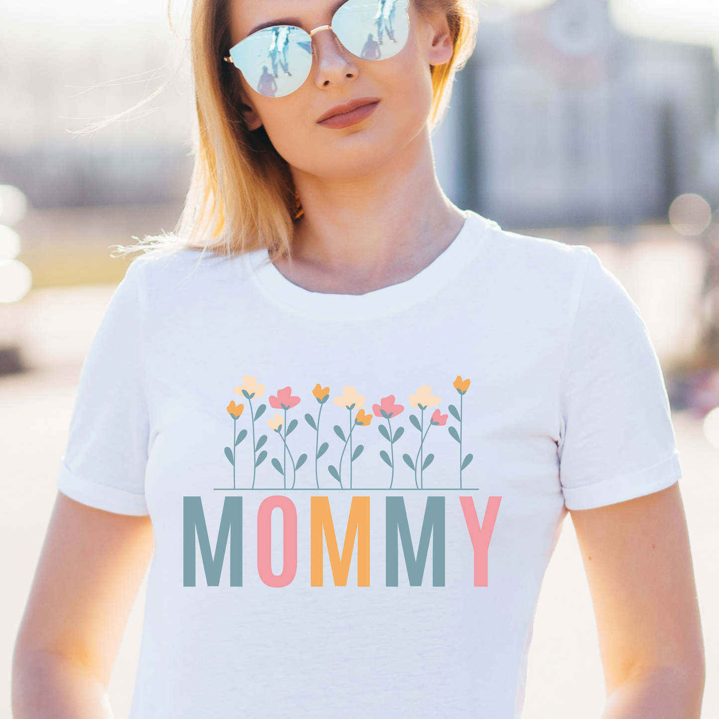 Mommy colorful flowers mothers day - t shirt for women - Premium t-shirt from Lees Krazy Teez - Just $21.95! Shop now at Lees Krazy Teez
