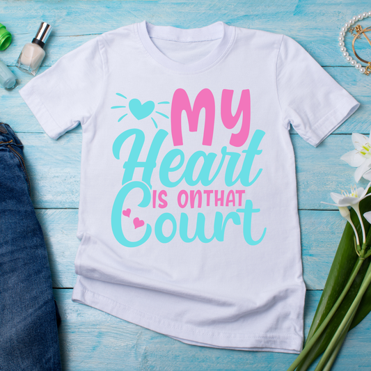 My heart is on that court Women's funny t shirt - Premium t-shirt from Lees Krazy Teez - Just $21.95! Shop now at Lees Krazy Teez