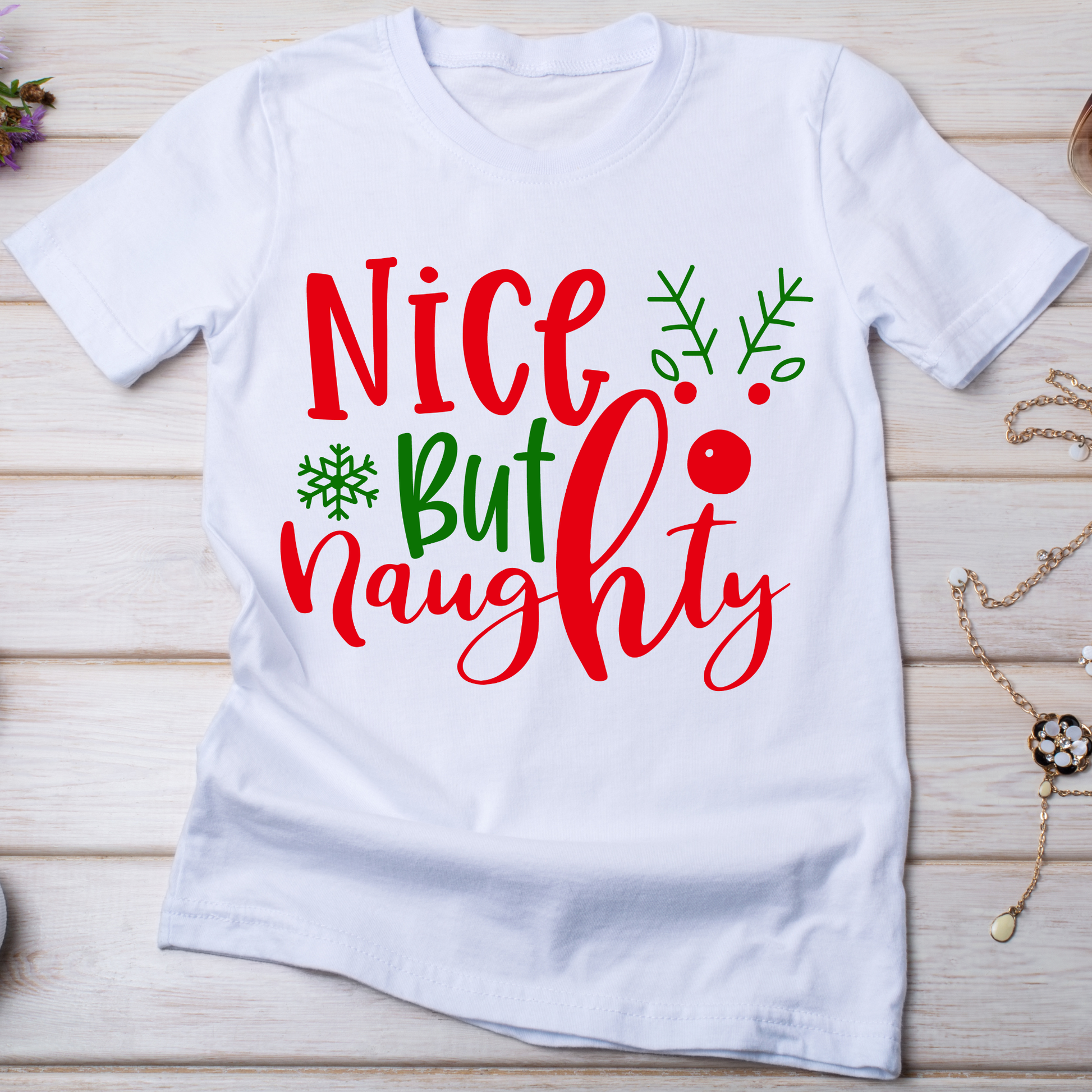 Nice but naughty Christmas Women's t-shirt - Premium t-shirt from Lees Krazy Teez - Just $19.95! Shop now at Lees Krazy Teez