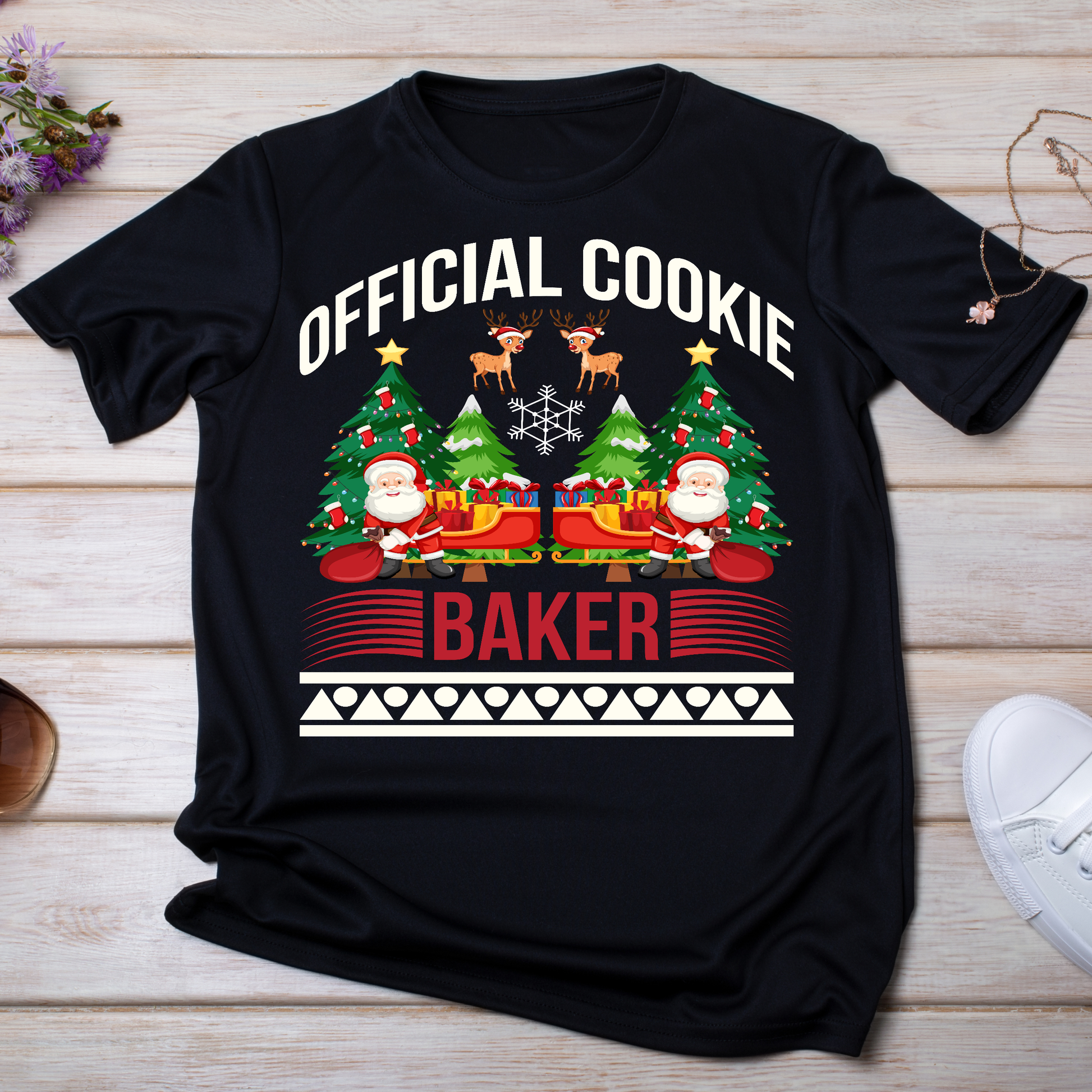 Official cookie baker Santa Clause cute Women's Christmas t-shirt - Premium t-shirt from Lees Krazy Teez - Just $19.95! Shop now at Lees Krazy Teez