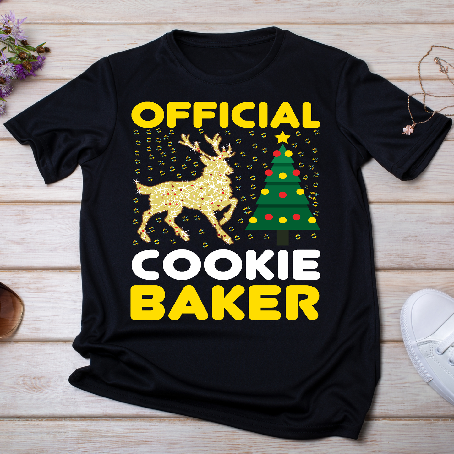 Official cookie baker reindeer cute Women's Christmas t-shirt - Premium t-shirt from Lees Krazy Teez - Just $19.95! Shop now at Lees Krazy Teez