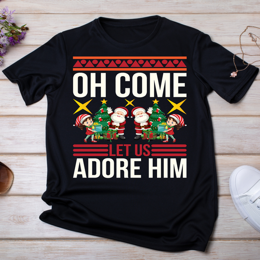 Oh come let us adore him Christmas Women's t-shirt - Premium t-shirt from Lees Krazy Teez - Just $19.95! Shop now at Lees Krazy Teez