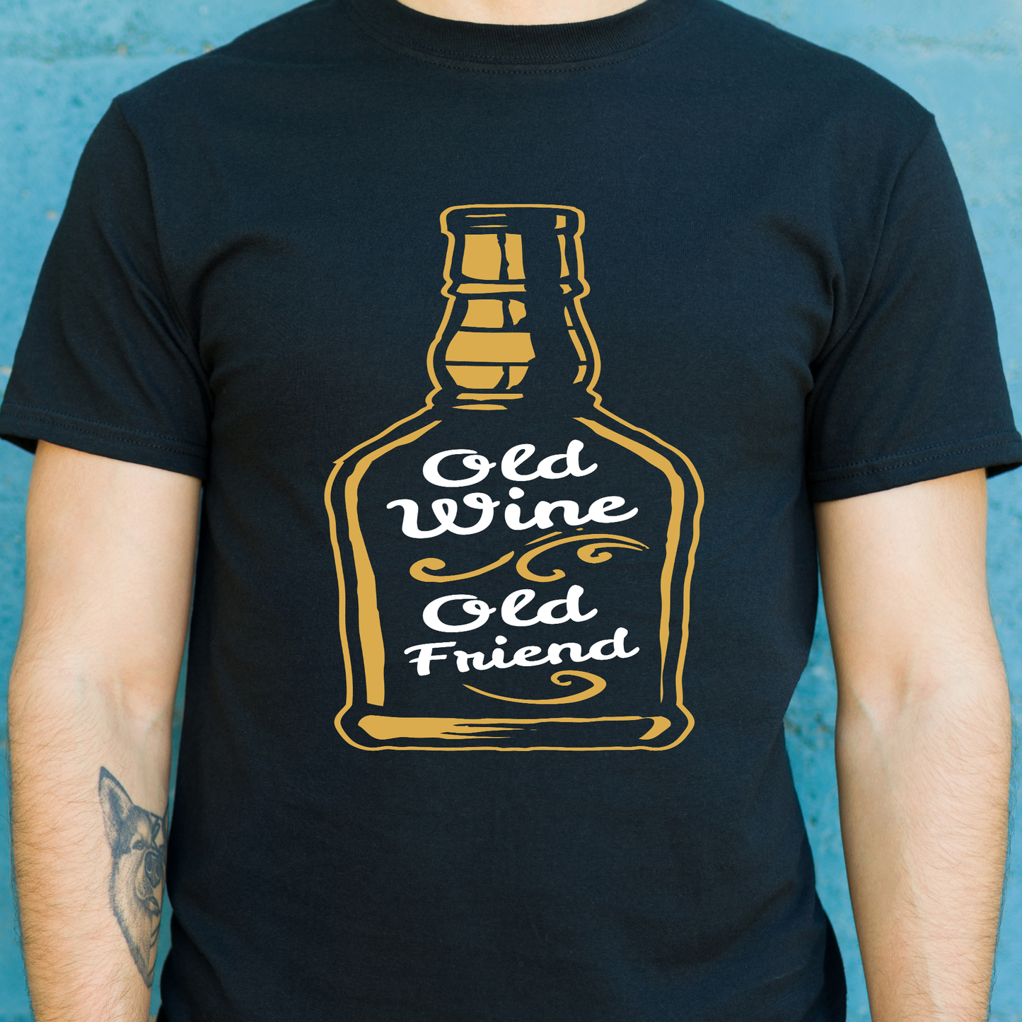 Old wine old friend drinking Men's t-shirt - Premium t-shirt from Lees Krazy Teez - Just $19.95! Shop now at Lees Krazy Teez
