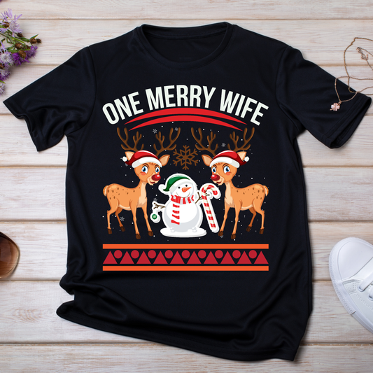 One merry wife Christmas Women's t-shirt - Premium t-shirt from Lees Krazy Teez - Just $21.95! Shop now at Lees Krazy Teez