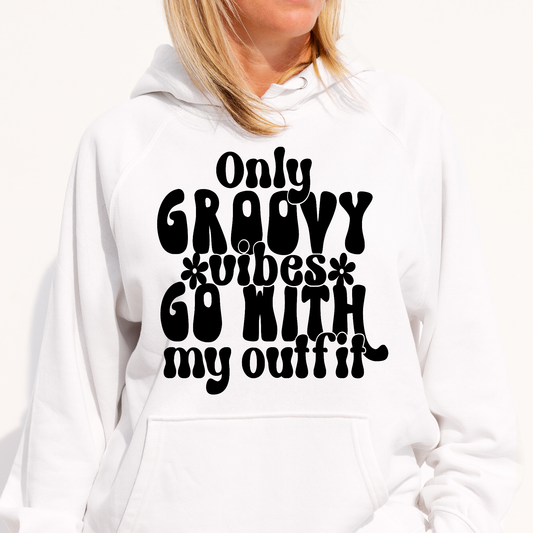 Only groovy vibes go with my outfit Women's Hoodie - Premium t-shirt from Lees Krazy Teez - Just $39.95! Shop now at Lees Krazy Teez
