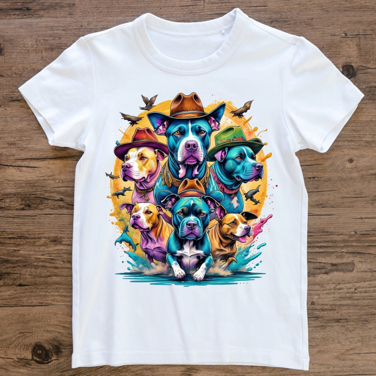 Pitbull breed dogs playing splash art Men's t-shirt - Premium t-shirt from Lees Krazy Teez - Just $24.95! Shop now at Lees Krazy Teez