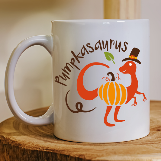 Pumpkasaurus funny spooky season Halloween Mug - Premium mugs from Lees Krazy Teez - Just $24.95! Shop now at Lees Krazy Teez