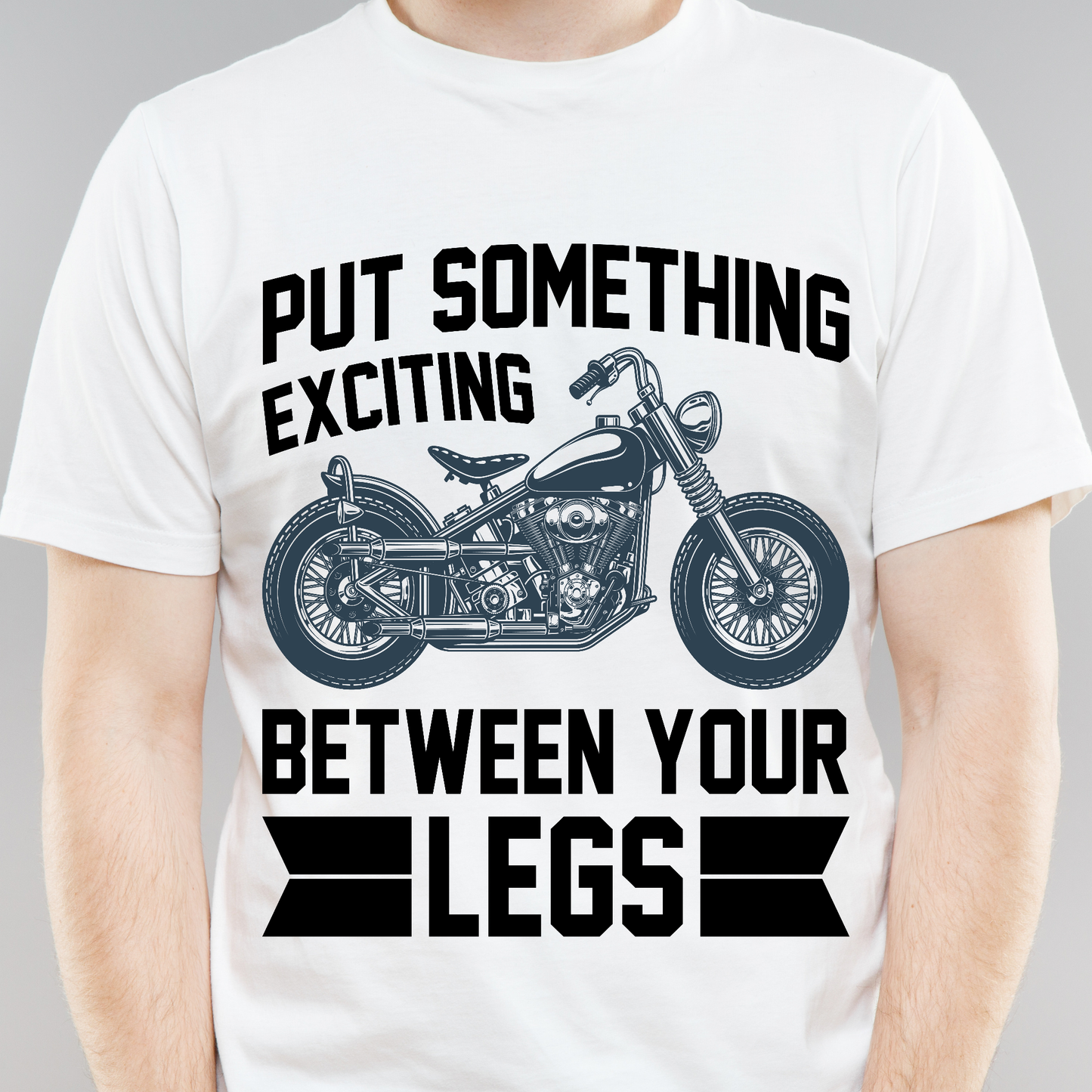 Put something exciting between your legs Men's funny motorcycle t shirt - Premium t-shirt from Lees Krazy Teez - Just $19.95! Shop now at Lees Krazy Teez