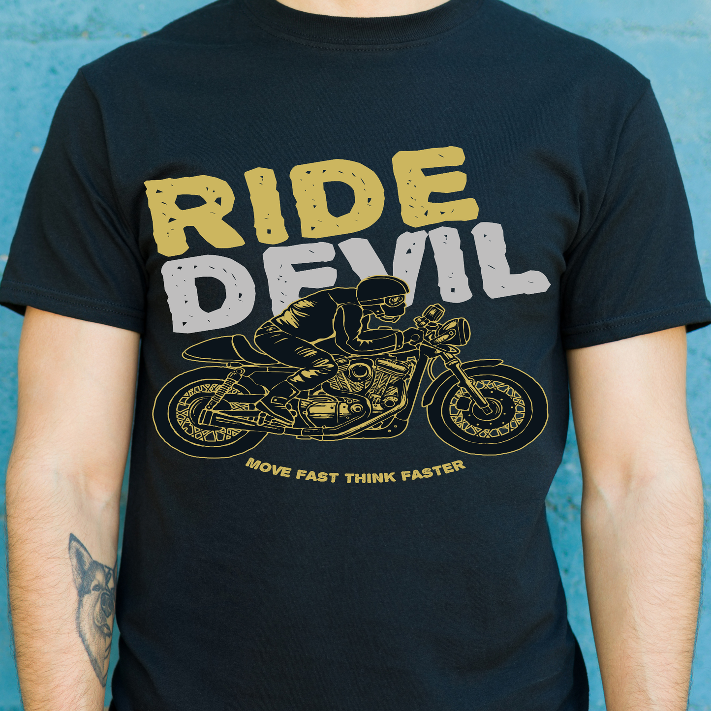 Ride devil move fast think fast motorcycle Men's t-shirt - Premium t-shirt from Lees Krazy Teez - Just $19.95! Shop now at Lees Krazy Teez