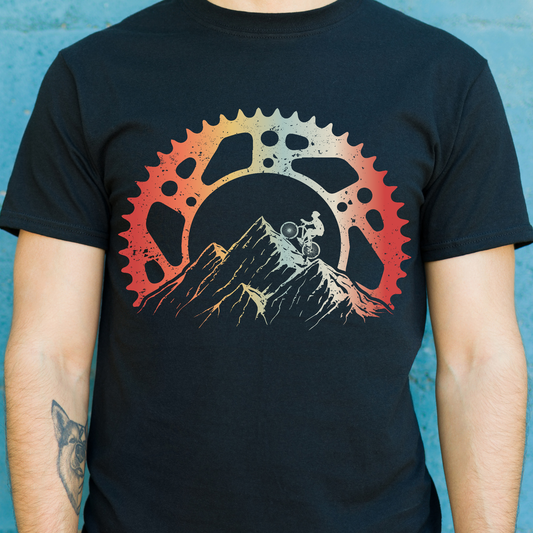 Rideup the mountain awesome vector bicycle t-shirt - Premium t-shirt from Lees Krazy Teez - Just $19.95! Shop now at Lees Krazy Teez