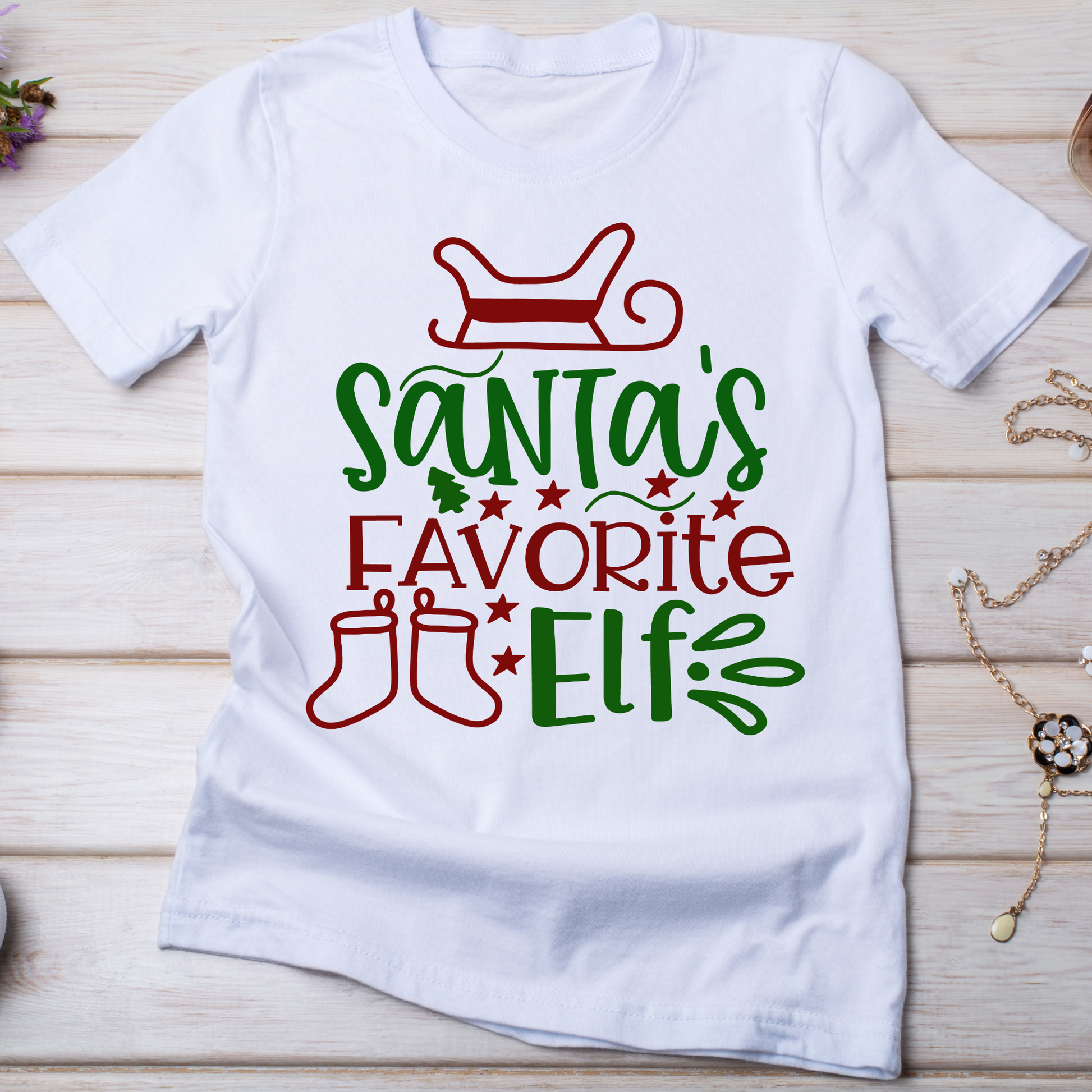 Santas favorite elf Christmas Women's t-shirt - Premium t-shirt from Lees Krazy Teez - Just $19.95! Shop now at Lees Krazy Teez