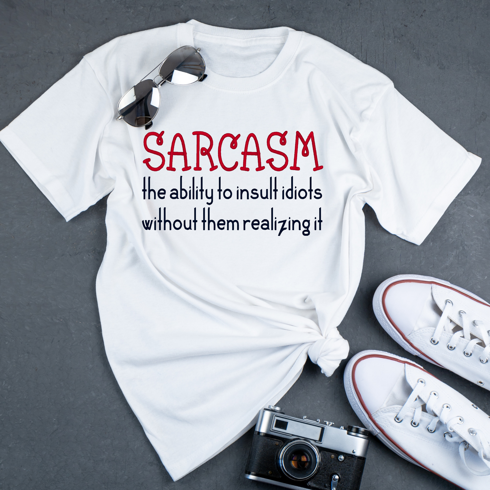 Sarcasm the ability to insult idiots Women's funny t-shirt - Premium t-shirt from Lees Krazy Teez - Just $19.95! Shop now at Lees Krazy Teez