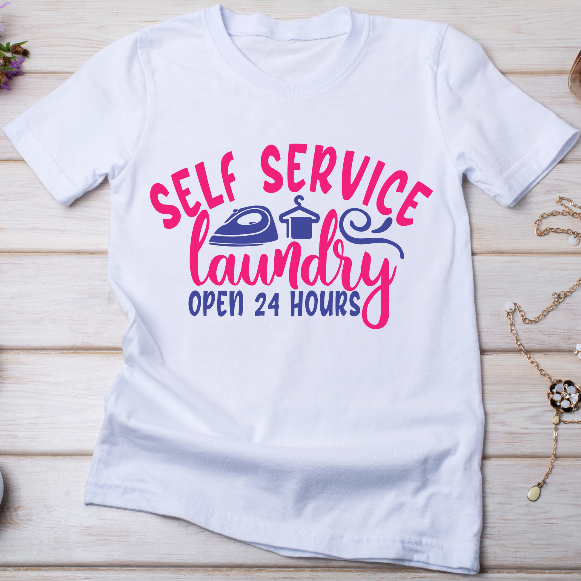 Self service laundry open 24 hours t-shirt - Premium t-shirt from Lees Krazy Teez - Just $21.95! Shop now at Lees Krazy Teez