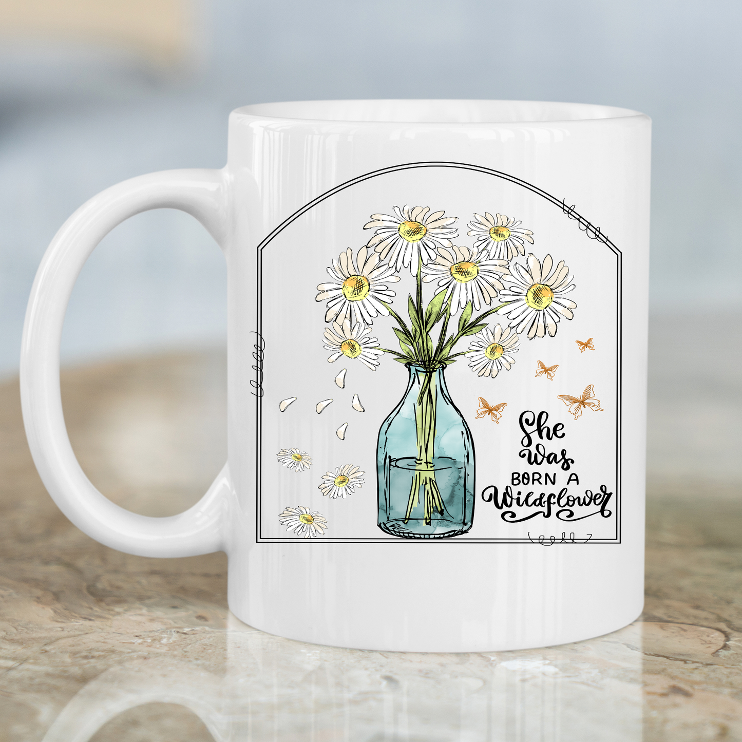She was born a wildflower flower Mug - Premium mugs from Lees Krazy Teez - Just $24.95! Shop now at Lees Krazy Teez