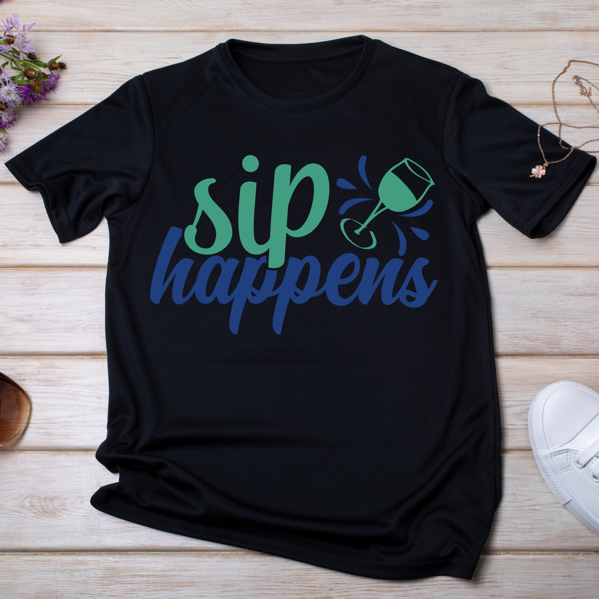 Sip happens wine drinking t-shirt - Premium t-shirt from Lees Krazy Teez - Just $21.95! Shop now at Lees Krazy Teez