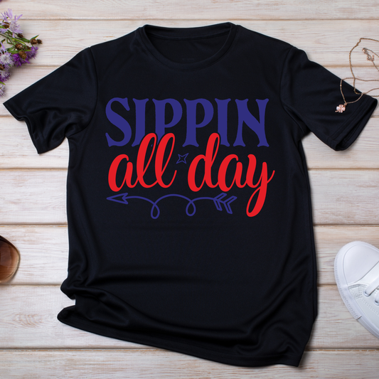 Sippin all day wine adult drinking women's t-shirt - Premium t-shirt from Lees Krazy Teez - Just $19.95! Shop now at Lees Krazy Teez