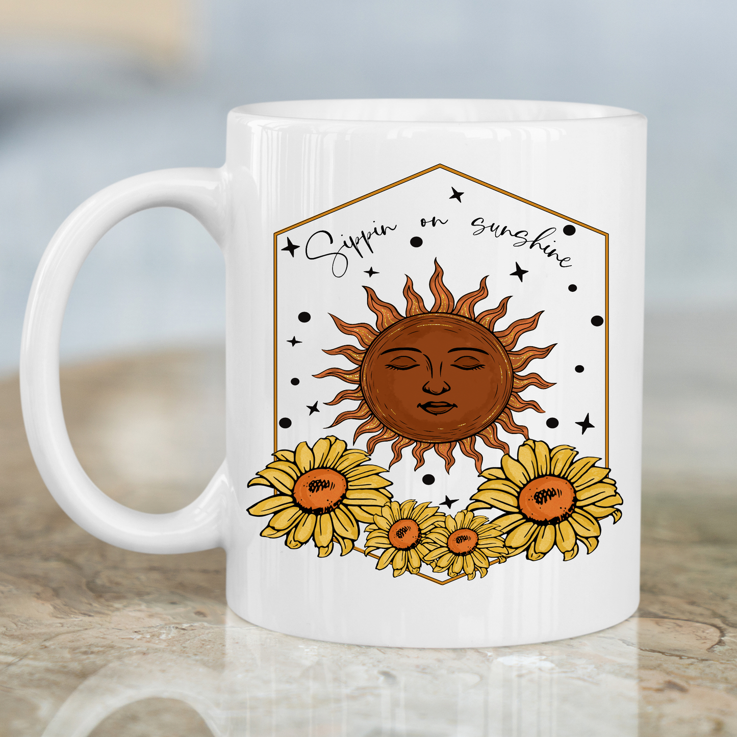 Sippin on sunshine sunflower awesome Mug - Premium mugs from Lees Krazy Teez - Just $24.95! Shop now at Lees Krazy Teez