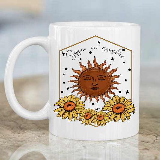 Sippin on sunshine sunflower awesome Mug - Premium mugs from Lees Krazy Teez - Just $24.95! Shop now at Lees Krazy Teez
