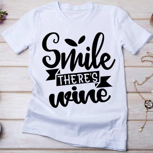 Smile there's wine Women's adult drinking t-shirt - Premium t-shirt from Lees Krazy Teez - Just $21.95! Shop now at Lees Krazy Teez