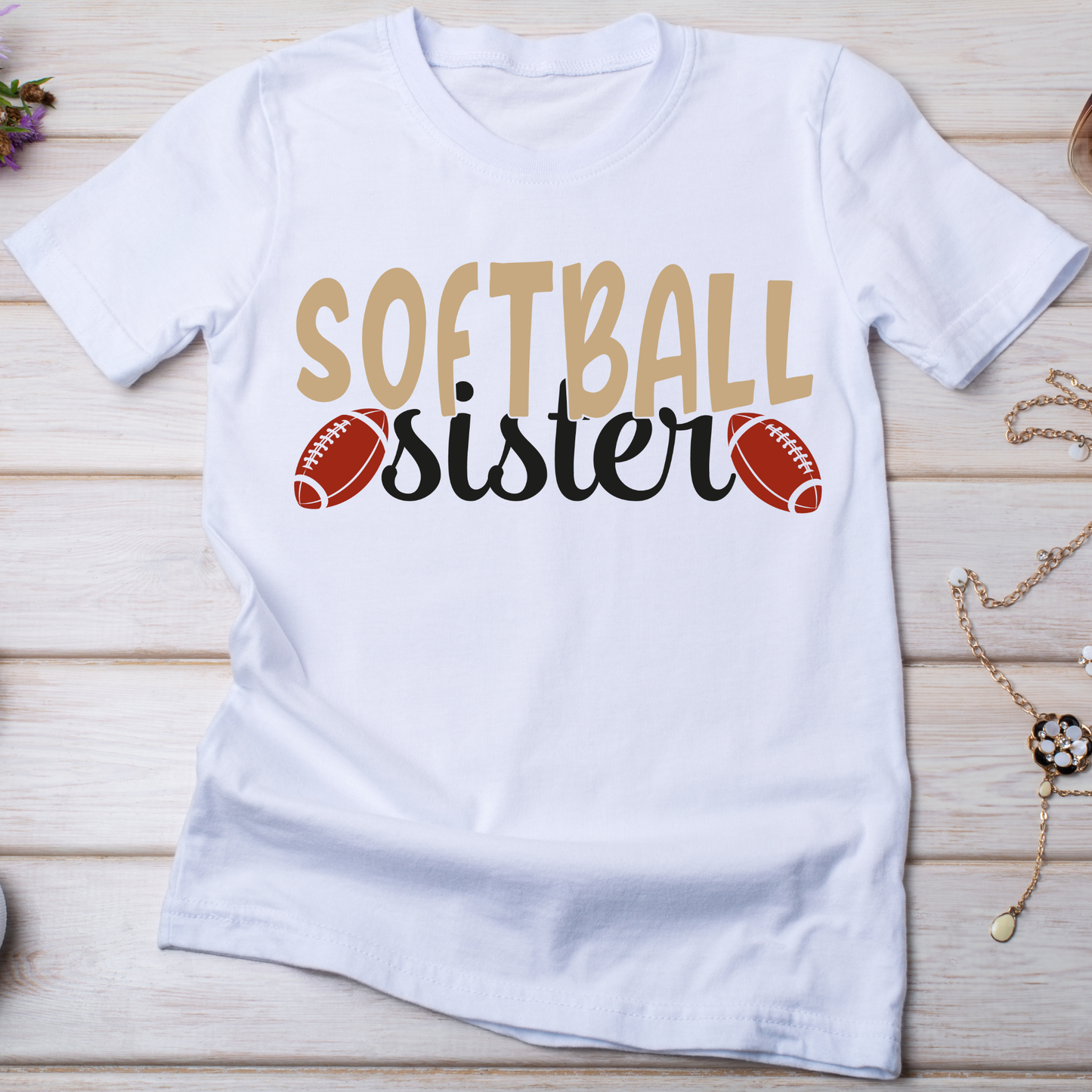 Softball Sister football design - t shirts trendy for Women - Premium t-shirt from Lees Krazy Teez - Just $21.95! Shop now at Lees Krazy Teez