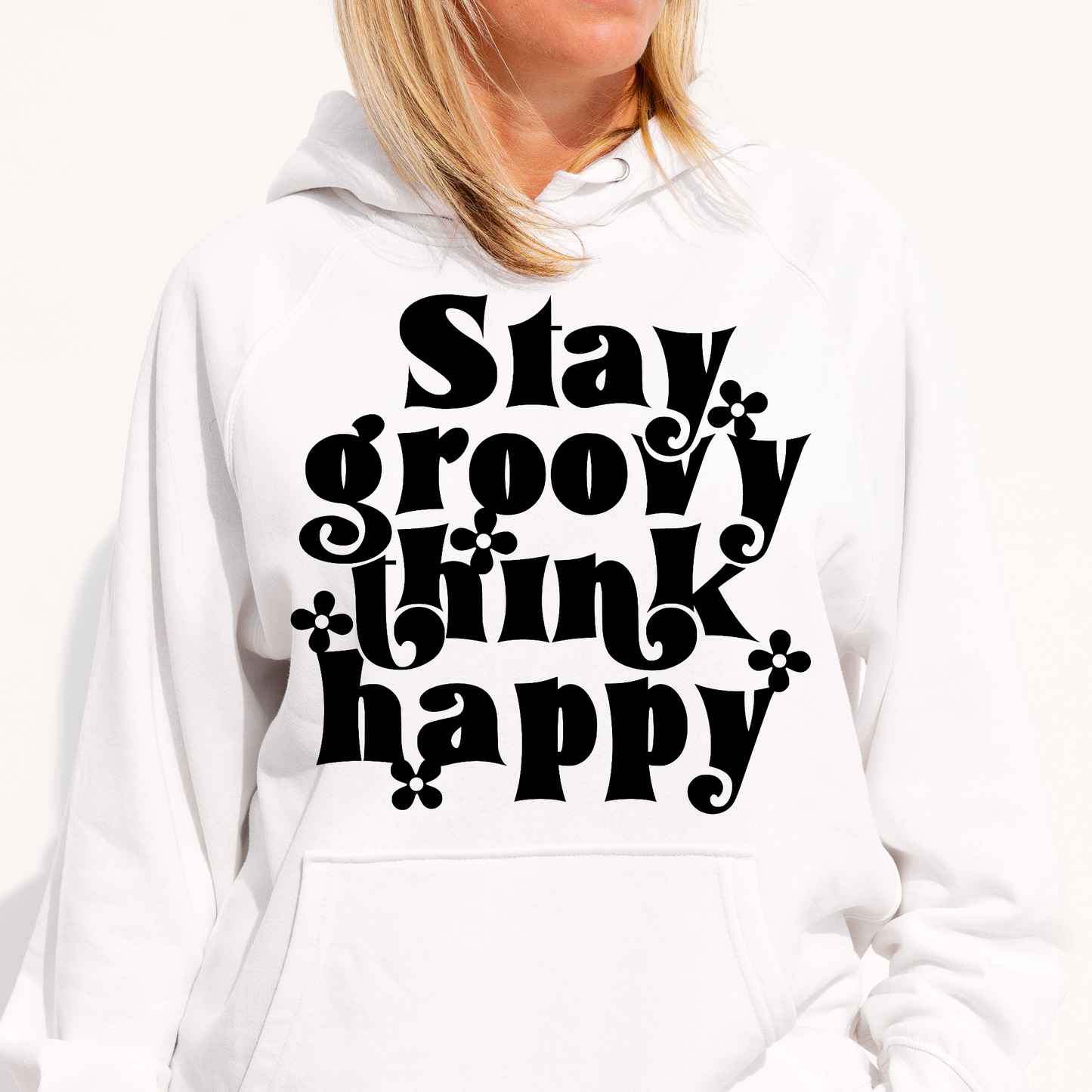 Stay groovy think happy Women's Hoodie - Premium t-shirt from Lees Krazy Teez - Just $39.95! Shop now at Lees Krazy Teez