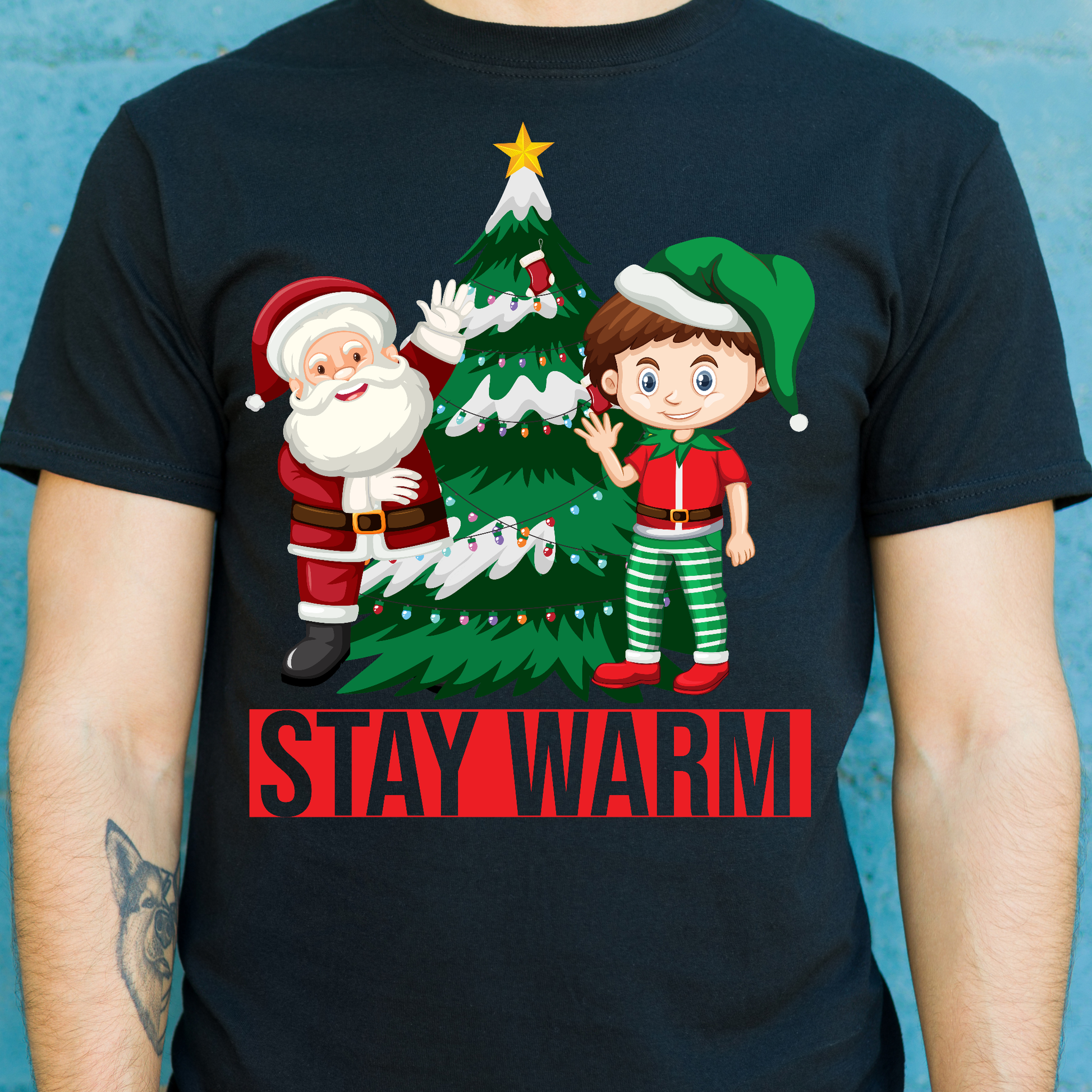 Stay warm Christmas Men's holiday t-shirt - Premium t-shirt from Lees Krazy Teez - Just $21.95! Shop now at Lees Krazy Teez