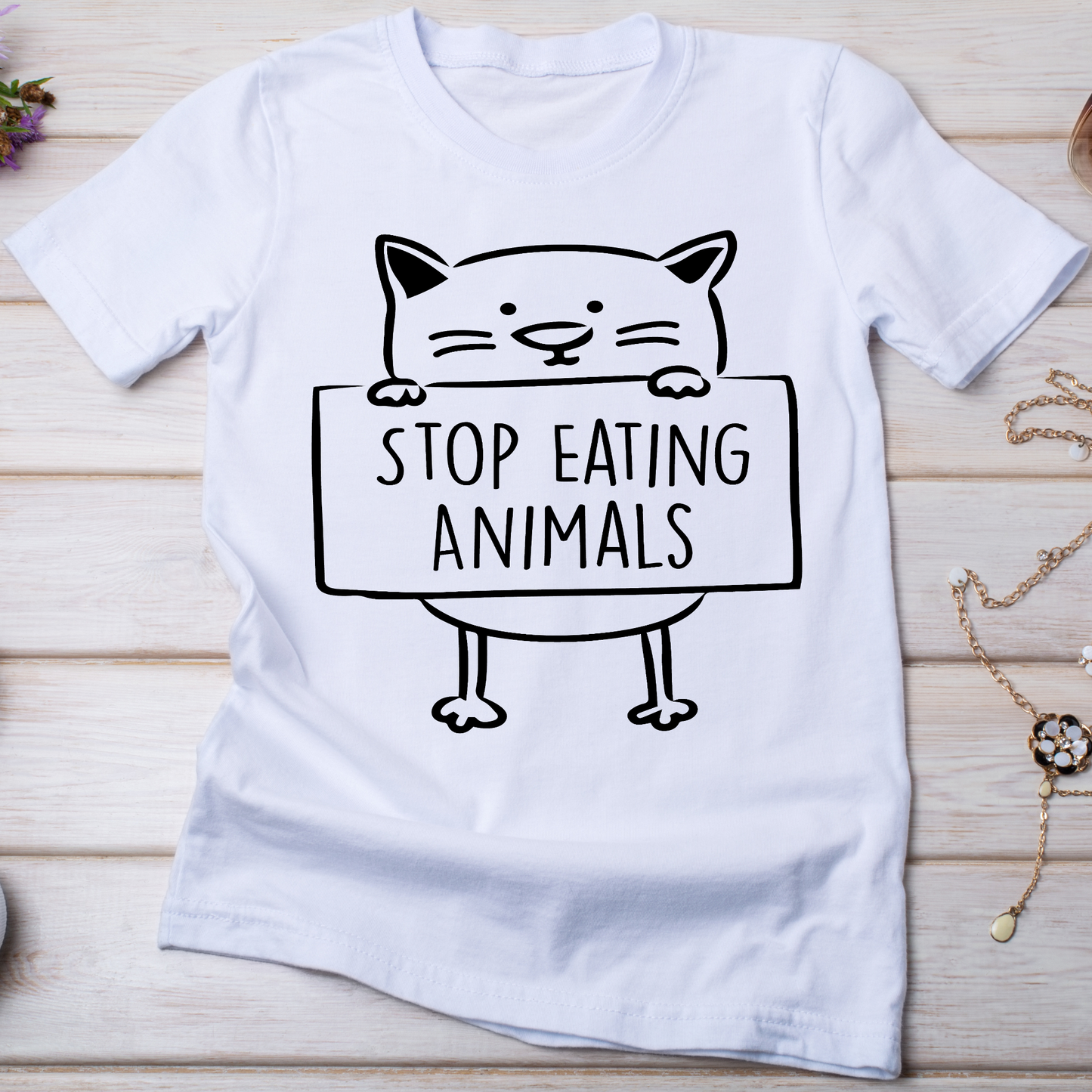 Stop eating animals Women's vegan t-shirt - Premium t-shirt from Lees Krazy Teez - Just $19.95! Shop now at Lees Krazy Teez