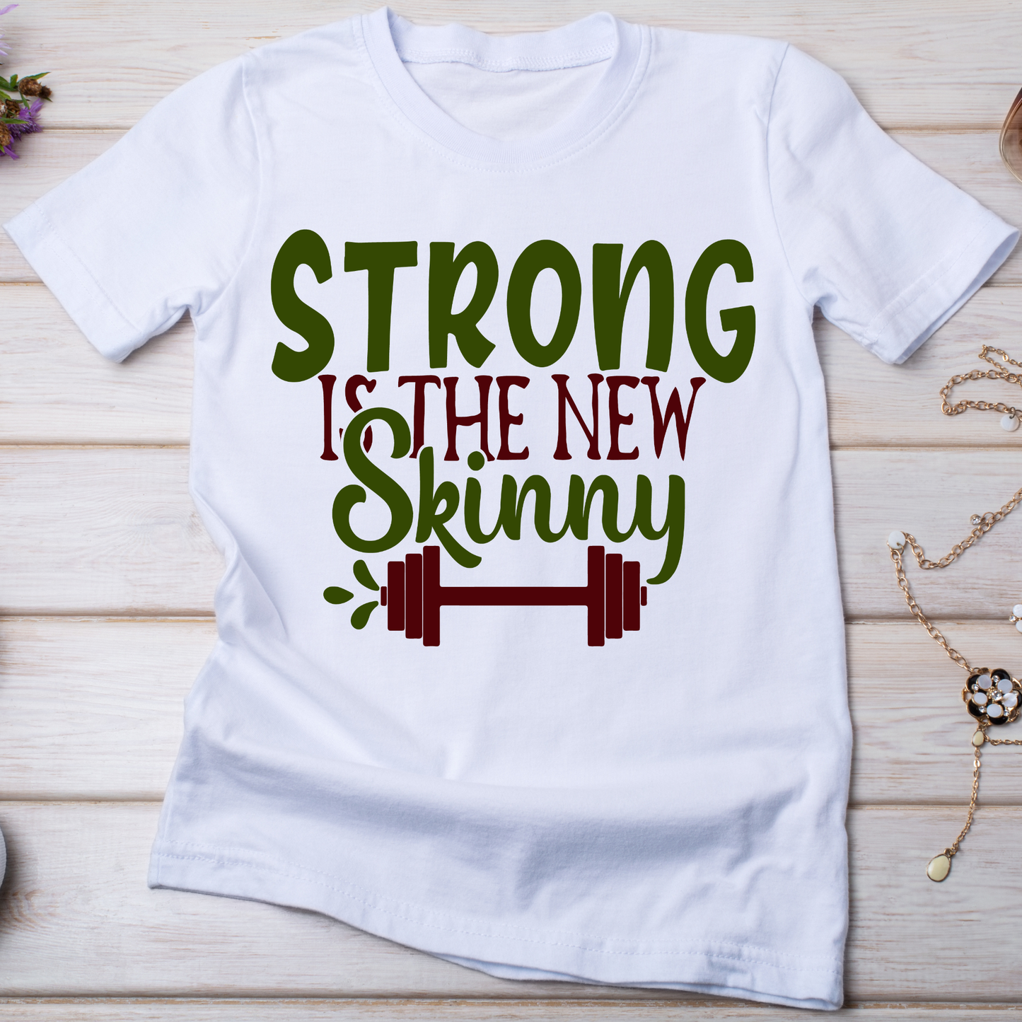 Strong is the new skinny Women's tee Powerlifting t-shirt - Premium t-shirt from Lees Krazy Teez - Just $21.95! Shop now at Lees Krazy Teez