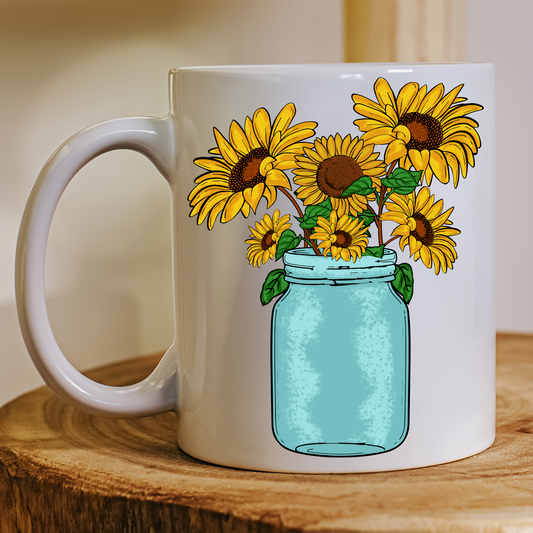 Sunflowers in glass of water decor Mug - Premium mugs from Lees Krazy Teez - Just $24.95! Shop now at Lees Krazy Teez