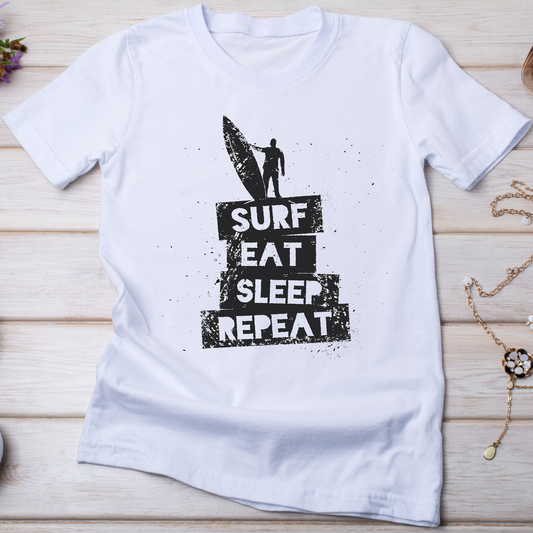 Surf eat sleep repeat Women's tshirt - Premium t-shirt from Lees Krazy Teez - Just $19.95! Shop now at Lees Krazy Teez