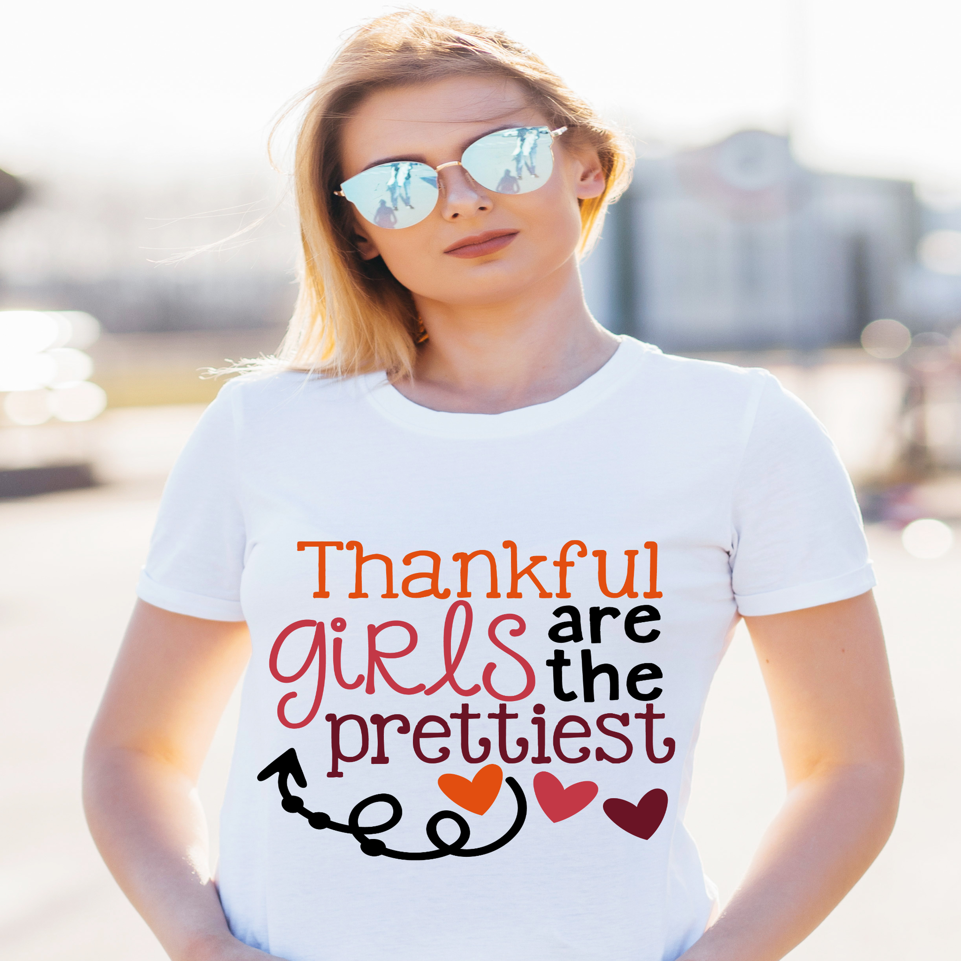 Thankful Girls are the prettest Women's t-shirt - Premium t-shirt from Lees Krazy Teez - Just $19.95! Shop now at Lees Krazy Teez