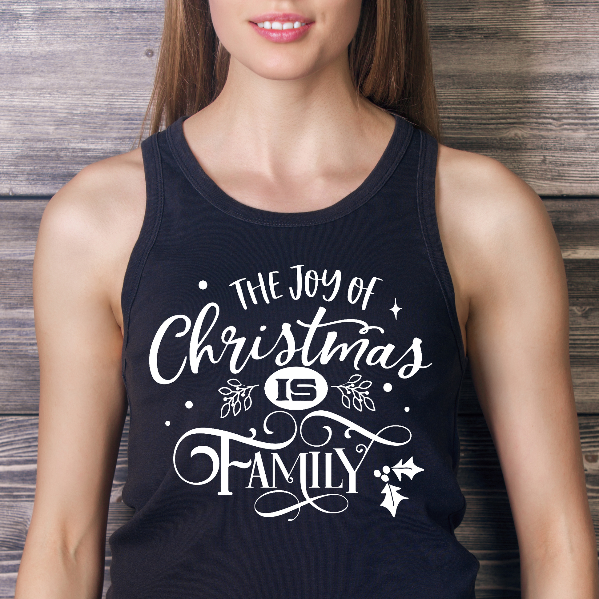 The joy of Christmas is family Women's xmas tank top - Premium t-shirt from Lees Krazy Teez - Just $19.95! Shop now at Lees Krazy Teez