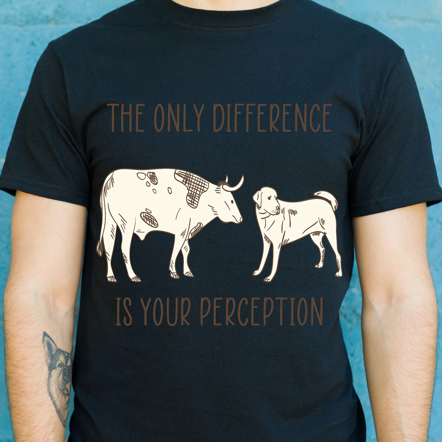 The only difference is your perception vegan t-shirt - Premium t-shirt from Lees Krazy Teez - Just $19.95! Shop now at Lees Krazy Teez