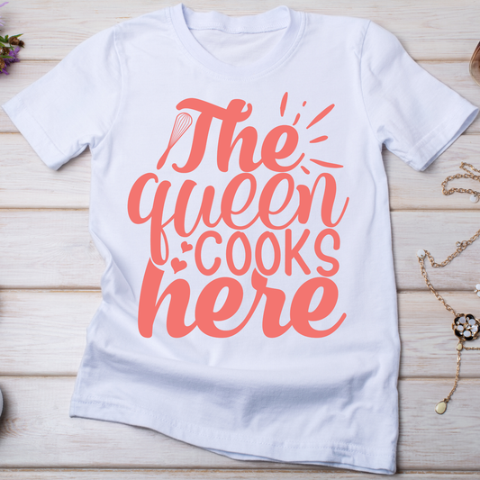 The queen cooks here cooking shirt - Women's cool funny tshirt - Premium t-shirt from Lees Krazy Teez - Just $19.95! Shop now at Lees Krazy Teez